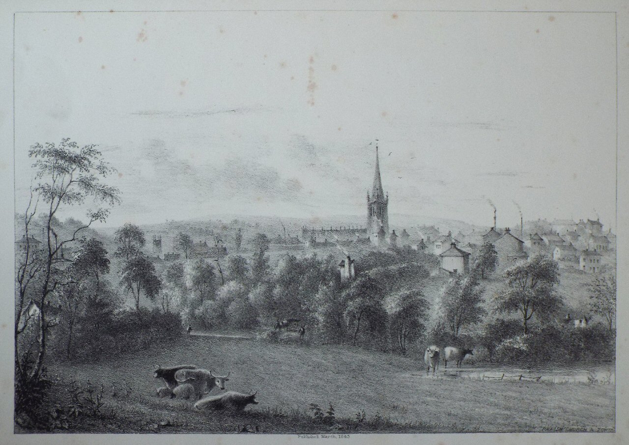 Lithograph - Parish church & town - Kilby